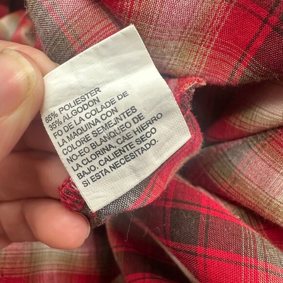 Vintage Plains Western Wear Red Plaid Pearl Snap Shirt XL Cowboy Long Sleeve - Picture 7 of 7